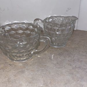 Vintage cubist small cream and sugar